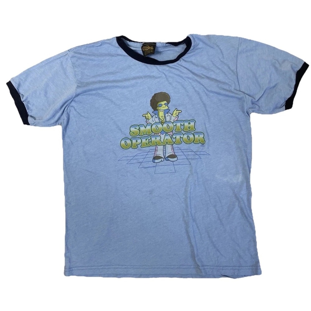 Disco Stu The Simpsons Tee Smooth Operator Y2K T-Shirt VTG Ringer Cartoon Fox